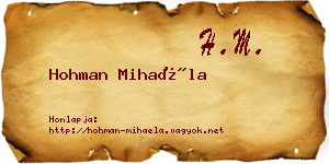 Hohman Mihaéla névjegykártya